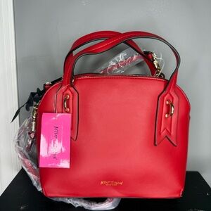 Betsey Johnson "So Charming" dome satchel bag in red